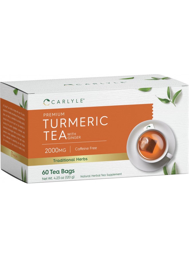 CARLYLE Carlyle Turmeric Tea Bags with Ginger | 60 Count | Caffeine Free | Non-GMO & Gluten Free Herbal Tea Supplement  - Image 1