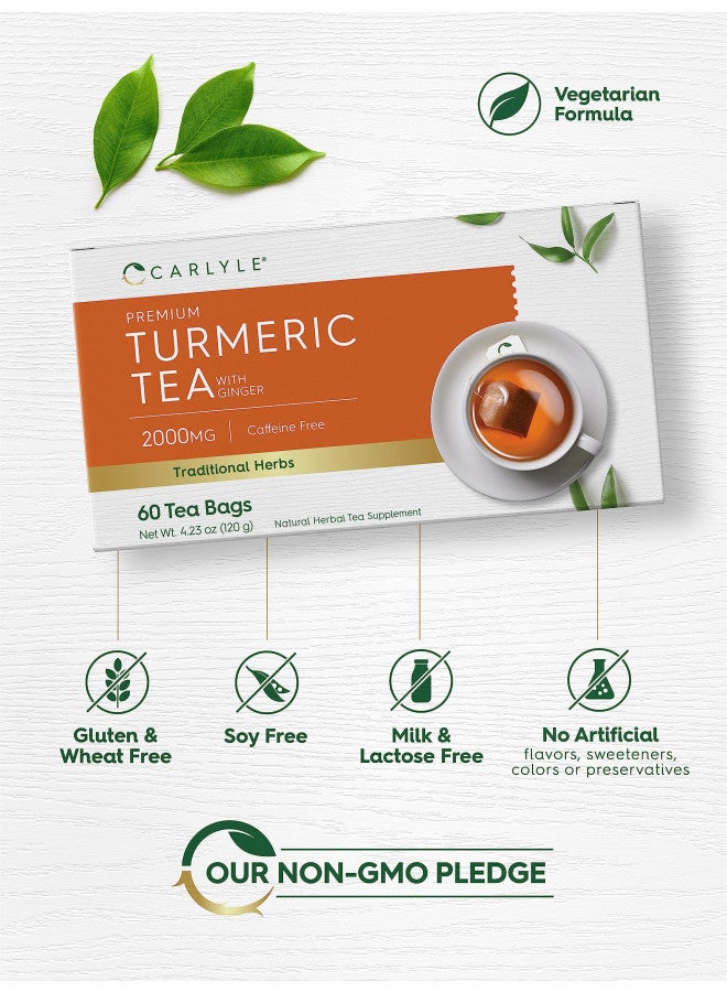 CARLYLE Carlyle Turmeric Tea Bags with Ginger | 60 Count | Caffeine Free | Non-GMO & Gluten Free Herbal Tea Supplement  - Image 4