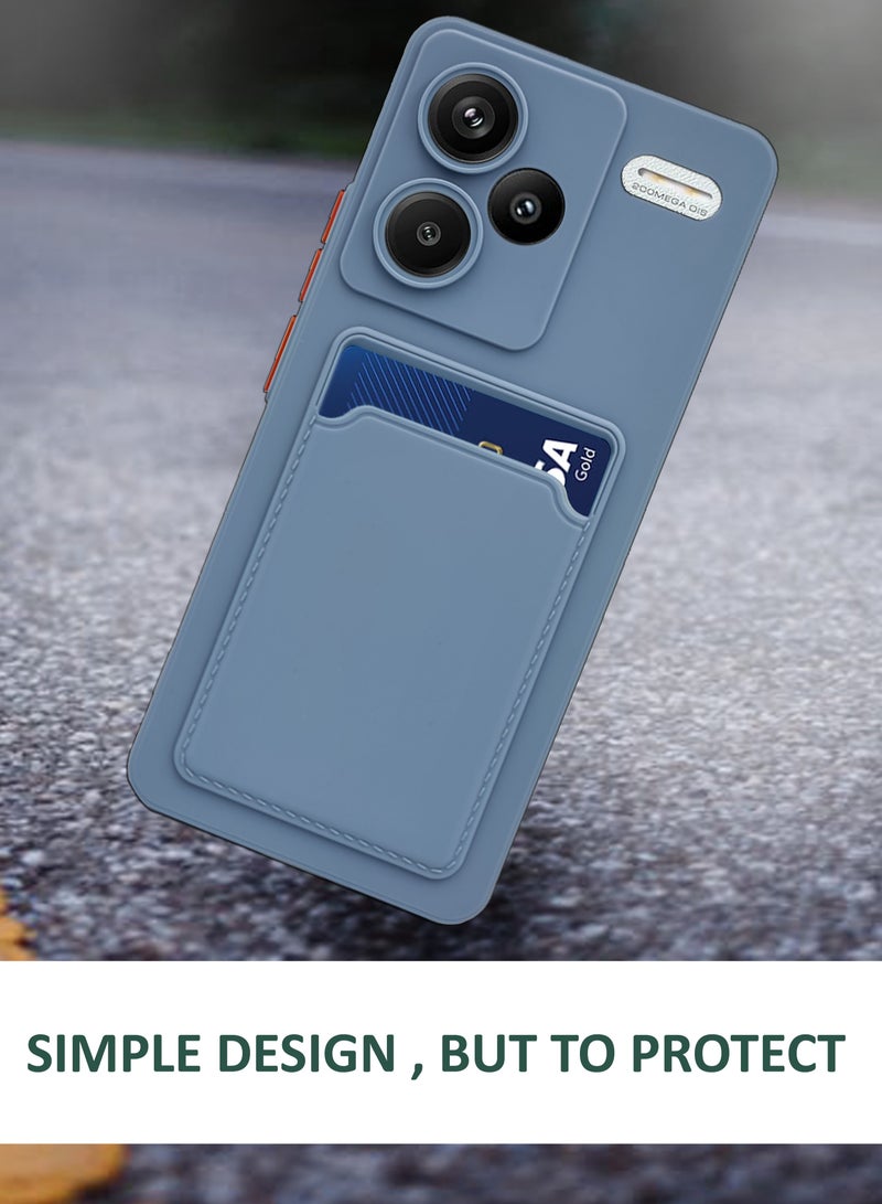 Soft TPU Phone Cover for Redmi Note 13 Pro Plus 5G ,Built-in Card Slot Holder Slim Fit Protective Silicone Case- Sky Blue - Image 2