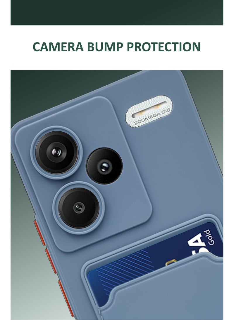 Soft TPU Phone Cover for Redmi Note 13 Pro Plus 5G ,Built-in Card Slot Holder Slim Fit Protective Silicone Case- Sky Blue - Image 3