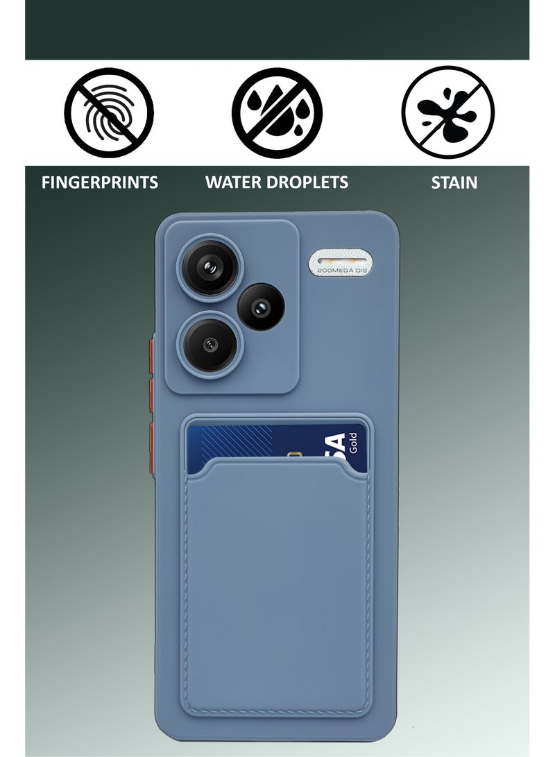 Soft TPU Phone Cover for Redmi Note 13 Pro Plus 5G ,Built-in Card Slot Holder Slim Fit Protective Silicone Case- Sky Blue - Image 4