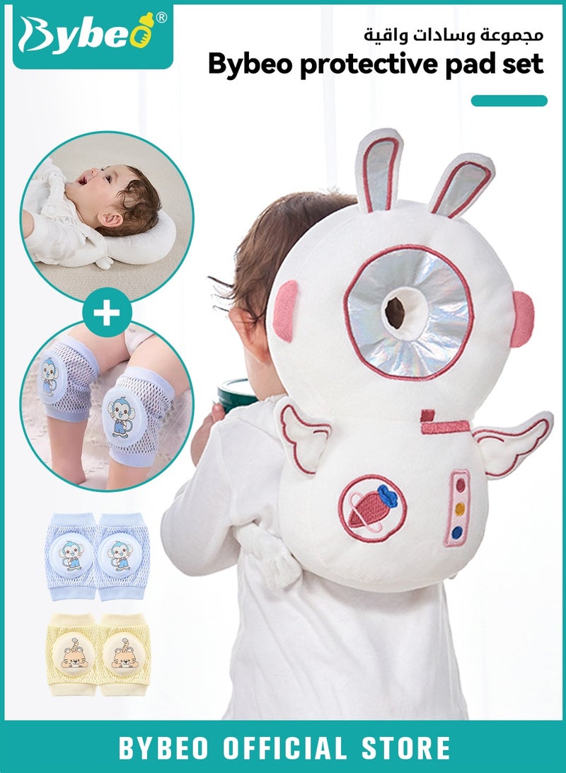 بيبو وسادة واقية لرأس الاطفال ضد السقوط مع 2 وسادات الركبة، آدات أمان لحماية رأس وظهر وركبتي الأطفال الرضع عندما يزحف ويمشى - Image 1