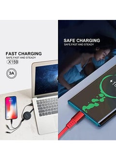 WUW 3 In 1 Universal 3A Usb Fast Charging Retractable Cable With Lightning Usbc And Microusb Plugs Connectors For Iphone And Samsung Ipad And Tablet Macbook And Laptop And Accessories X159 3A Black  - Image 4