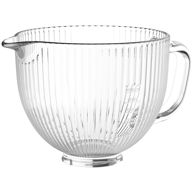 HOZODO Glass Mixer Bowl for KitchenAid 4.5 and 5 Quart Tilt-Head Stand Mixers, 5 qt Mixing Bowl for Kitchen Aid With Measurement Markings & Handle - Image 1