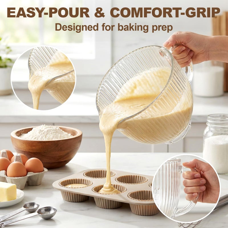 HOZODO Glass Mixer Bowl for KitchenAid 4.5 and 5 Quart Tilt-Head Stand Mixers, 5 qt Mixing Bowl for Kitchen Aid With Measurement Markings & Handle - Image 5