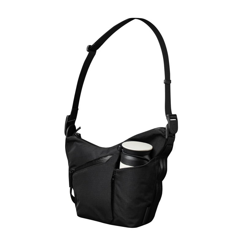 ALPAKA Flow Satchel Mini 2L - Crossbody Bag, Water Resistant Shoulder Bag, Expandable Bottle Pocket, YKK Zippers, Key Tether, Adjustable Strap, Travel Luggage Sleeve, Black Axoflux 210D Fabric - Image 1