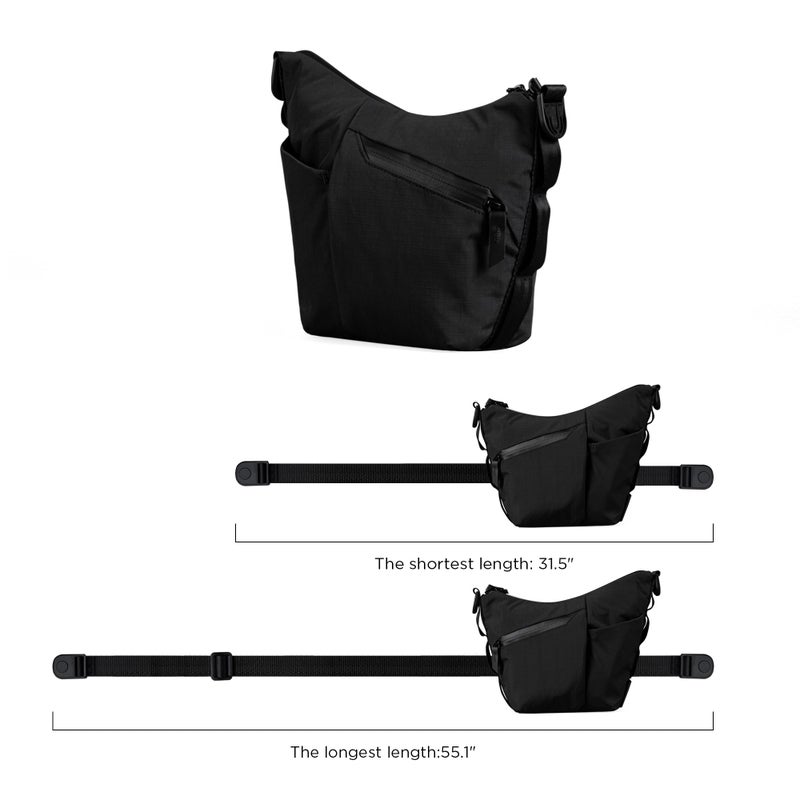 ALPAKA Flow Satchel Mini 2L - Crossbody Bag, Water Resistant Shoulder Bag, Expandable Bottle Pocket, YKK Zippers, Key Tether, Adjustable Strap, Travel Luggage Sleeve, Black Axoflux 210D Fabric - Image 3