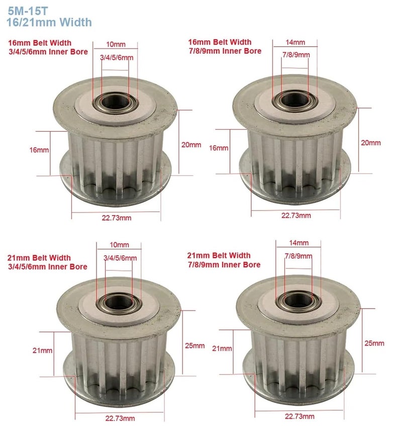 2pcs HTD 5M 15T Idler Pulley 6mm Bore 16mm Belt Width Bearing Wheel - Image 3