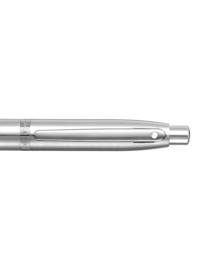 شيفر قلم حبر جاف Sheaffer VFM 9426 مطلي بالكروم مع حواف من الكروم | قلم حبر جاف فضي فاخر  - Image 4