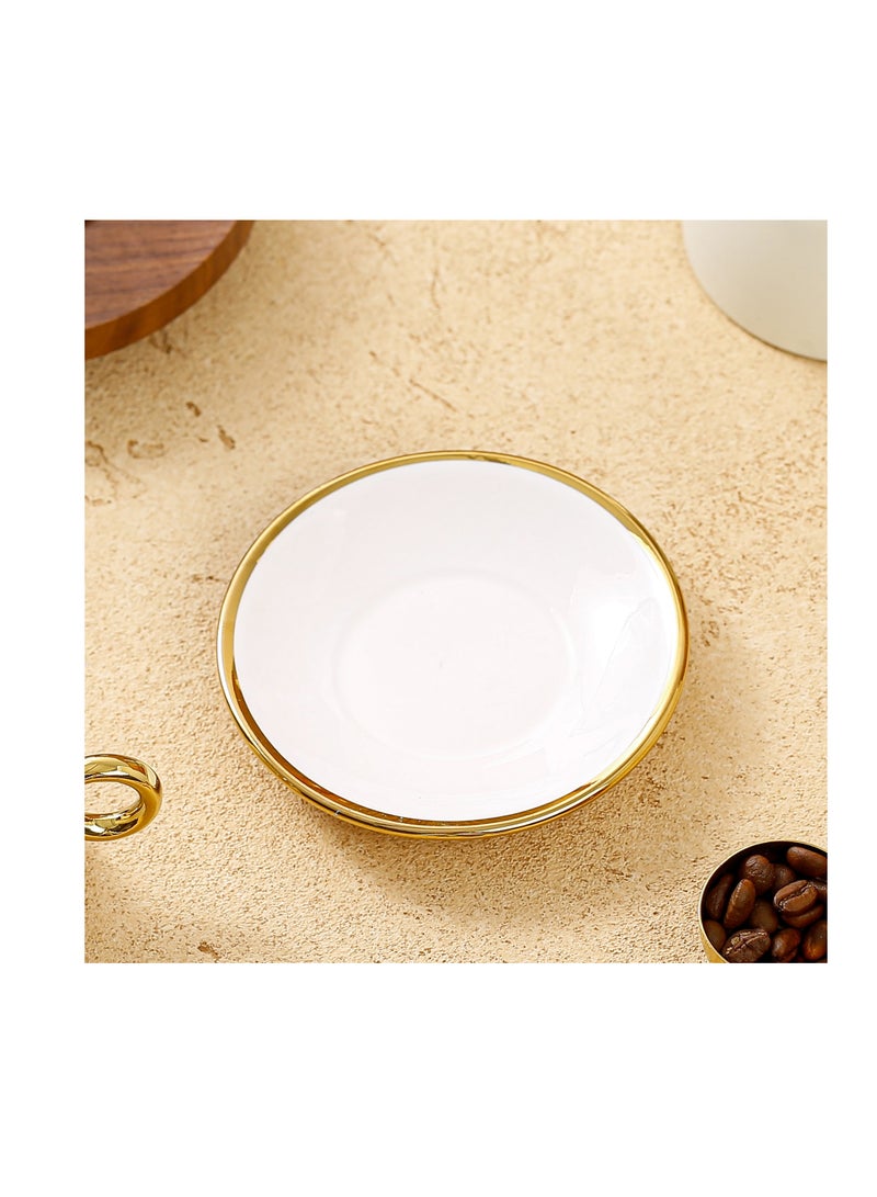 OASIS-TH 6 Sets Of Luxury Porcelain Turkish Coffee Cup Set  Elegant Gold-Plated Design  Modern Espresso Cup Set for Home Gift Premium Ceramic Tea Cups for Arabic White and Gold Design - Image 3