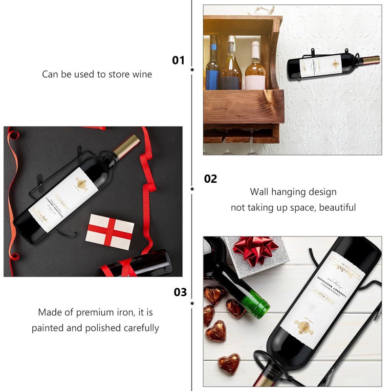 Wall Mounted Wrought Iron Wine Rack 2 Pack Black Hanging Bottle Display Holder For Kitchen Bar - Image 4