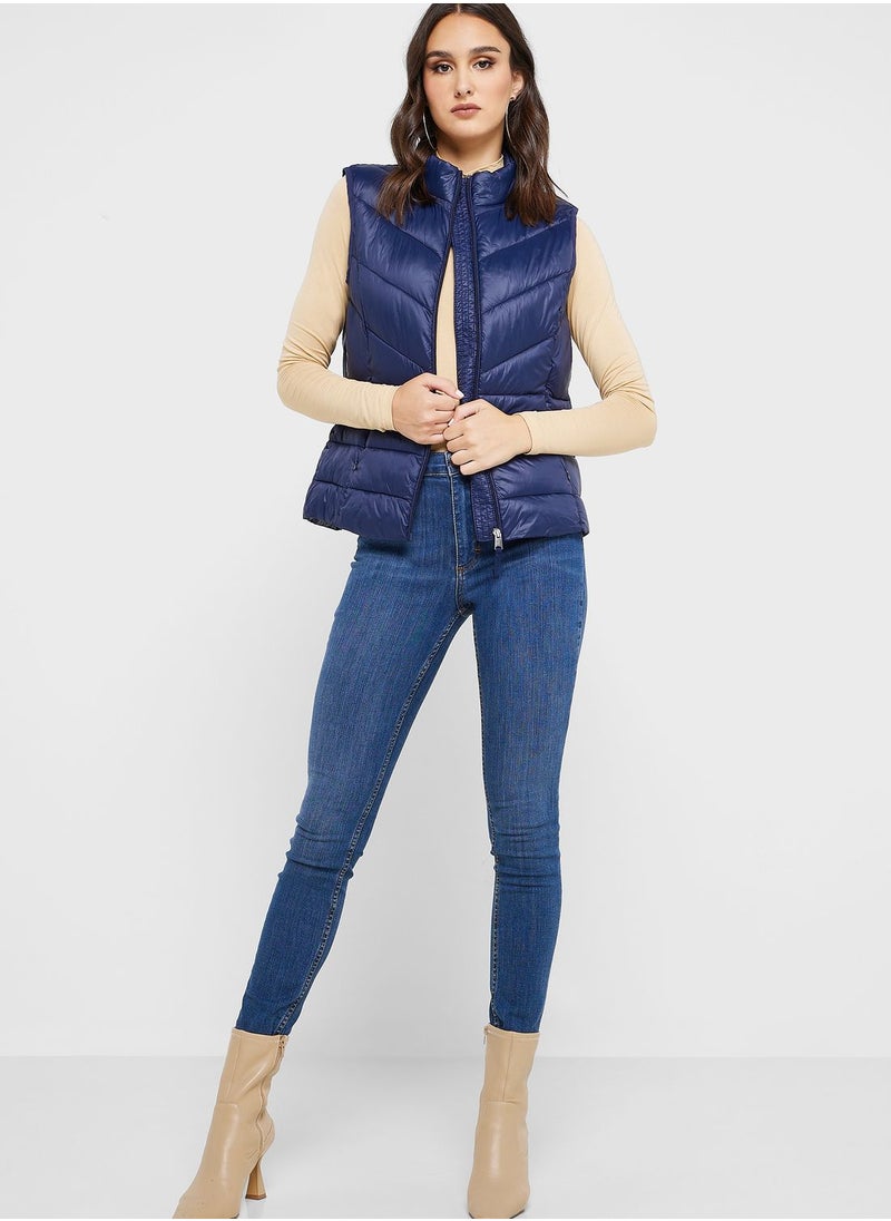 VERO MODA - Zip Through Puffer Vest Jacket - Image 1