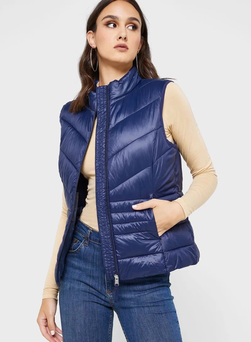 VERO MODA Zip Through Puffer Vest Jacket