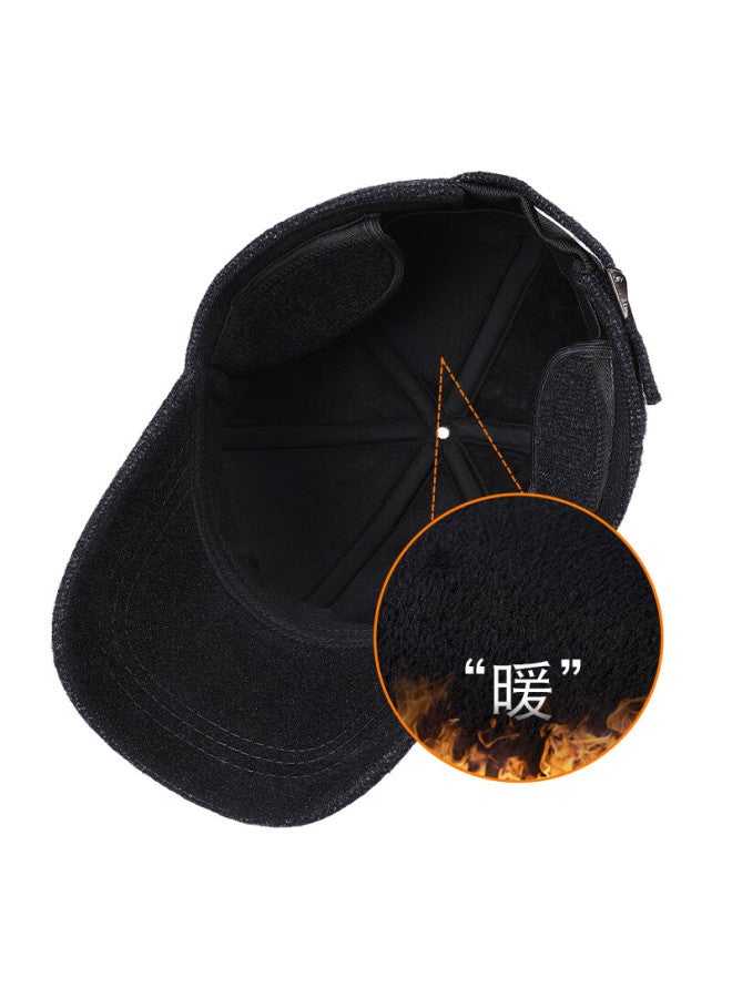 Denssyne Desina Back-sealed Ear Protection Hat For Men Middle-aged And Elderly Winter Baseball Cap Wool Fleece Outdoor Cold-resistant Warm Duckbill Cap - Image 4