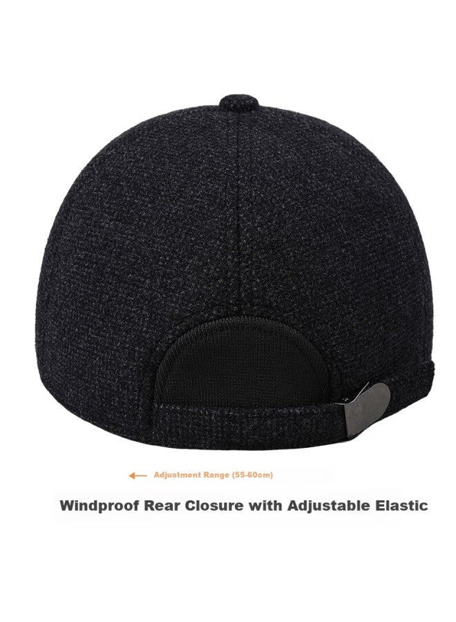 Denssyne Desina Back-sealed Ear Protection Hat For Men Middle-aged And Elderly Winter Baseball Cap Wool Fleece Outdoor Cold-resistant Warm Duckbill Cap - Image 2