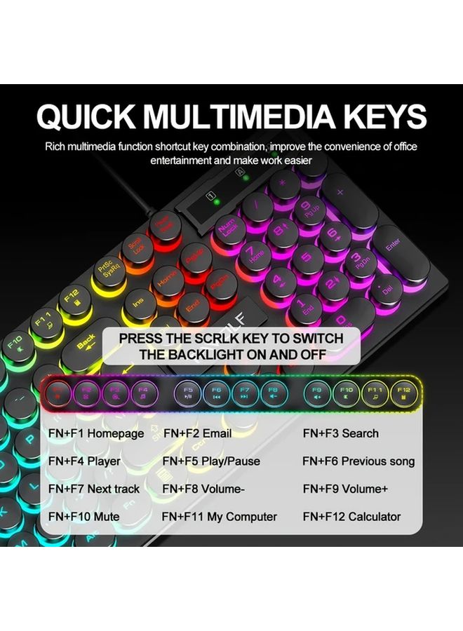 TF270 RGB Backlit Wired Keyboard And Mouse Combo 104 Keys USB Plug In Set For PC Mac Gaming - Image 4
