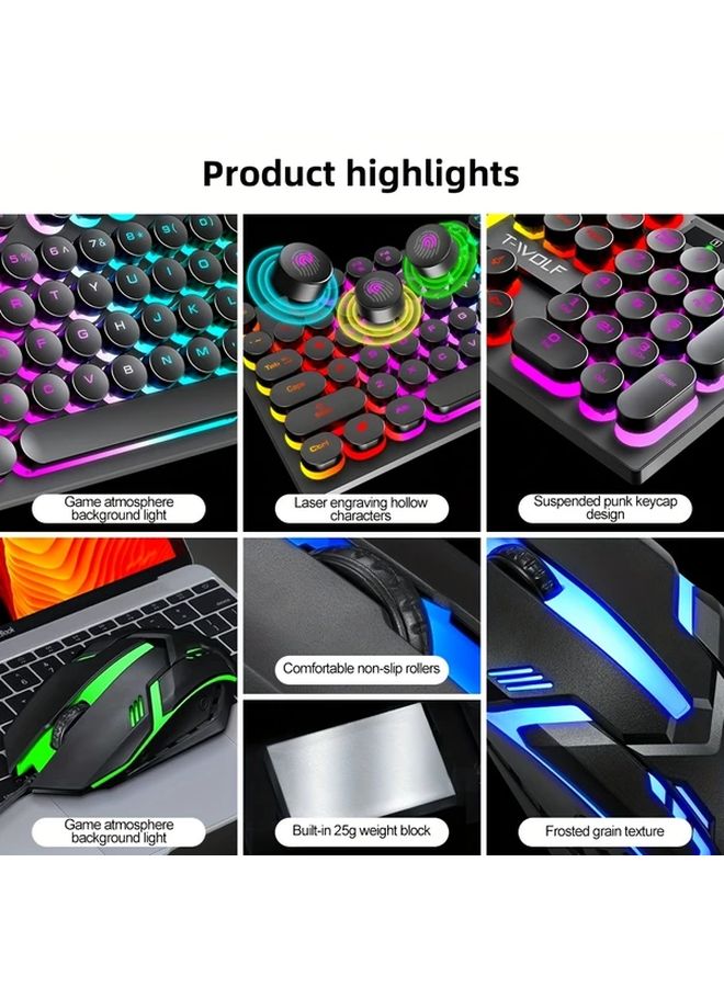 TF270 RGB Backlit Wired Keyboard And Mouse Combo 104 Keys USB Plug In Set For PC Mac Gaming - Image 5