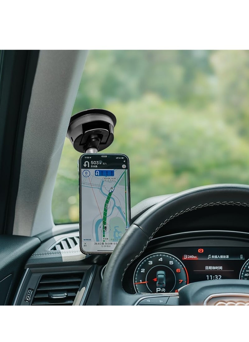 Extended Suction Cup Car Mount Compatible with Mobile Phone iPad Go Pro Hero Max DJI Osmo Pocket Action with Magnetic Fixed Base 1/4 -20 Standard Thread Adapter Mechanism