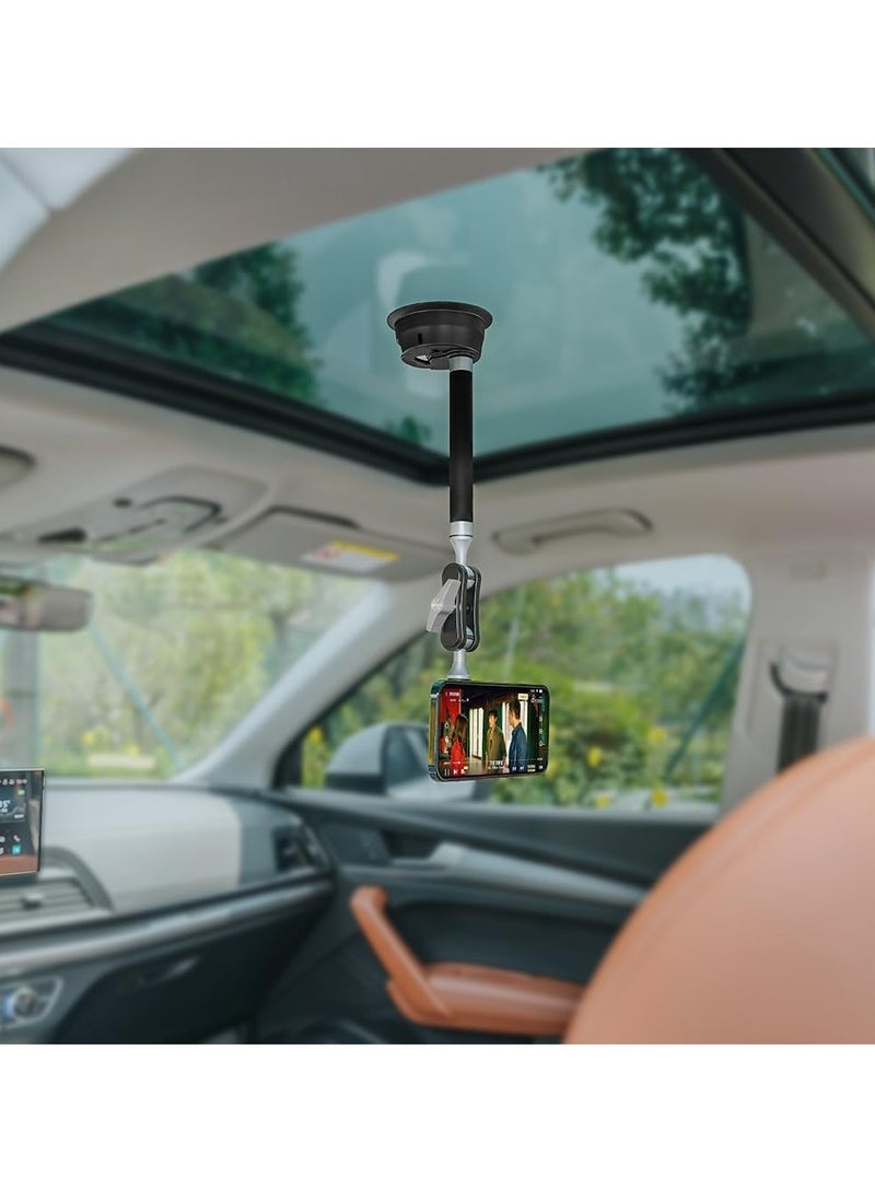 Extended Suction Cup Car Mount Compatible with Mobile Phone iPad Go Pro Hero Max DJI Osmo Pocket Action with Magnetic Fixed Base 1/4 -20 Standard Thread Adapter Mechanism
