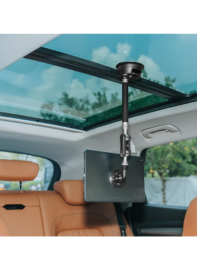Extended Suction Cup Car Mount Compatible with Mobile Phone iPad Go Pro Hero Max DJI Osmo Pocket Action with Magnetic Fixed Base 1/4 -20 Standard Thread Adapter Mechanism