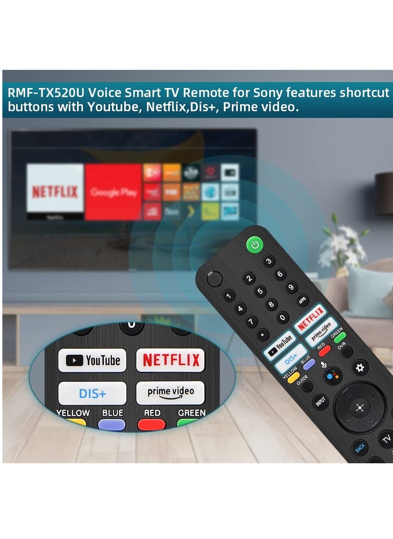 Generic - Replacement Remote Control for Sony Bravia Smart  Voice Function TV RMF-TX520U KD-55X79J KD-55X80CJ KD-65X79J KD-65X80CJ KD-65X80J KD-75X79J KD-75X80CJ KD-75X80J KD-75X81J KD43X80J  Voice Function - Image 1