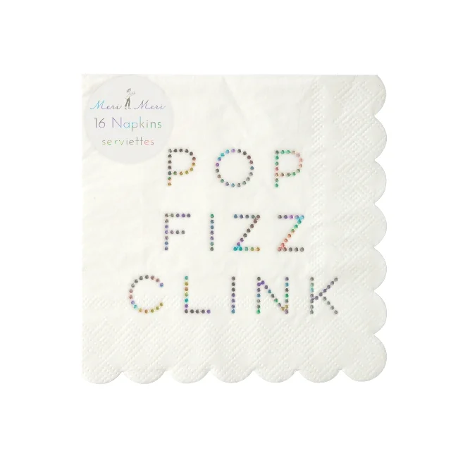 Meri Meri Pop Fizz Clink Holographic Foil Napkin