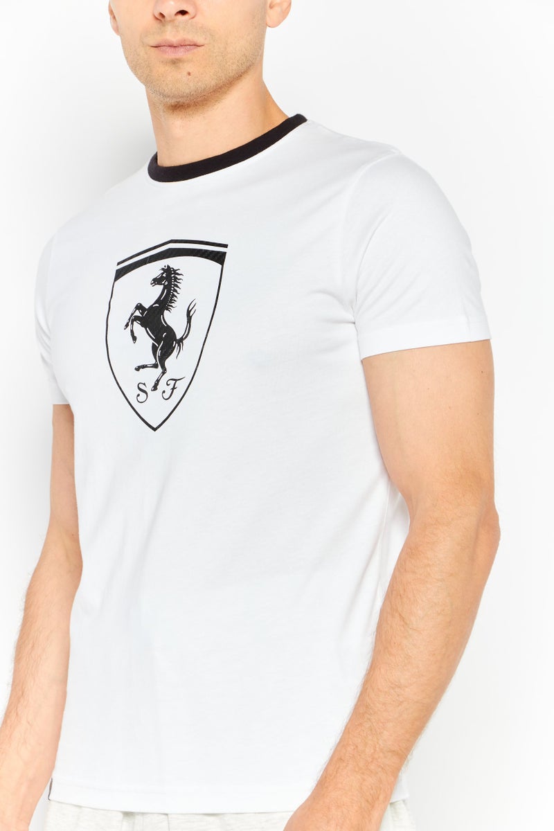 Scuderia Ferrari Men Sport Fit Short Sleeve Outdoor T-Shirts, White/Black - Image 3