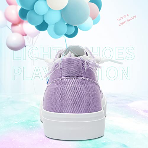 Obtaom Women's Play Fashion Sneaker Comfortable Canvas Slip on Shoes Washed Canvas Flats（Purple，US8） - Image 4
