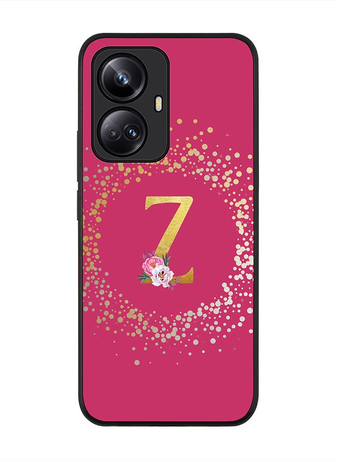 Stylizedd Cover for Realme 10 Pro Plus 5G Case , Rugged Black Slim fit Phone Cases - Custom Monogram Initial Letter Floral Pattern Alphabet -Z (Dark Pink Rose) - Image 1