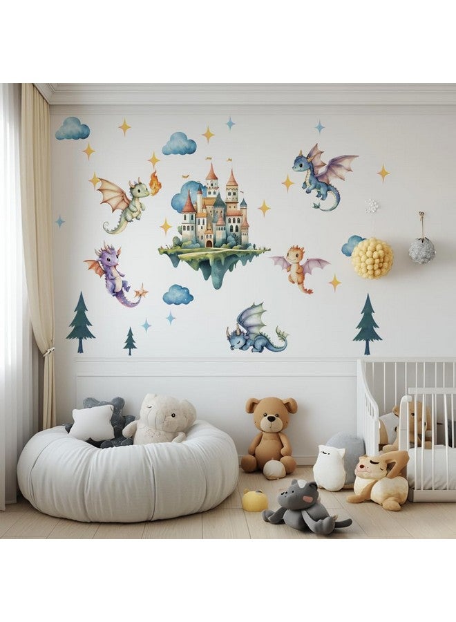 SUPERDANT Flying Dragon Wall Stickers Cartoon Castle Wall Decor Nursery Stickers Dragon DIY Vinyl Murals Peel and Stick Wallpaper Art Decals for Kids Room Playroom Livingroom Baby Room Decor - Image 5