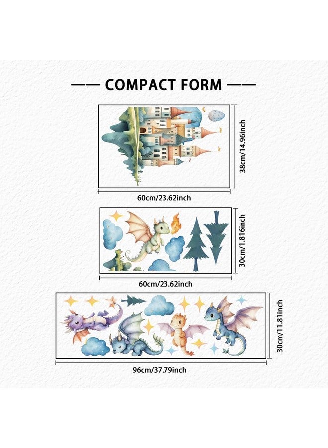 SUPERDANT Flying Dragon Wall Stickers Cartoon Castle Wall Decor Nursery Stickers Dragon DIY Vinyl Murals Peel and Stick Wallpaper Art Decals for Kids Room Playroom Livingroom Baby Room Decor - Image 2
