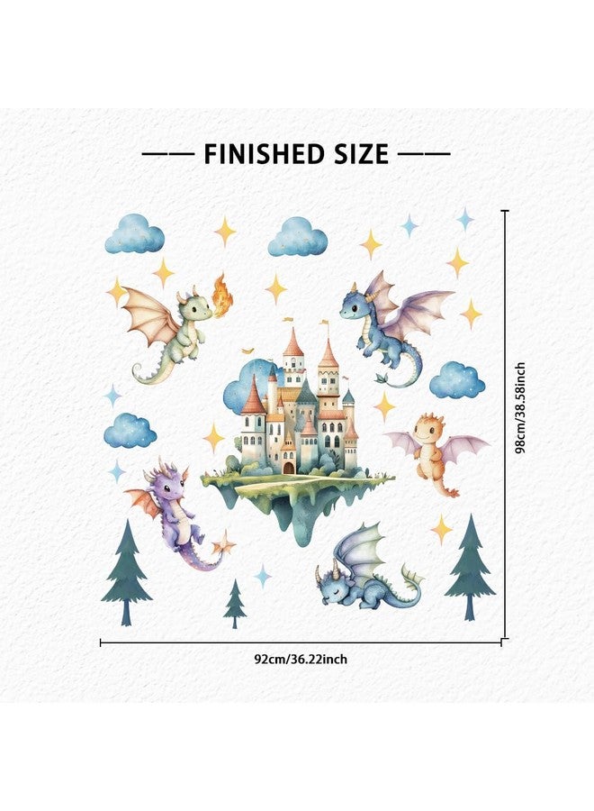SUPERDANT Flying Dragon Wall Stickers Cartoon Castle Wall Decor Nursery Stickers Dragon DIY Vinyl Murals Peel and Stick Wallpaper Art Decals for Kids Room Playroom Livingroom Baby Room Decor - Image 3