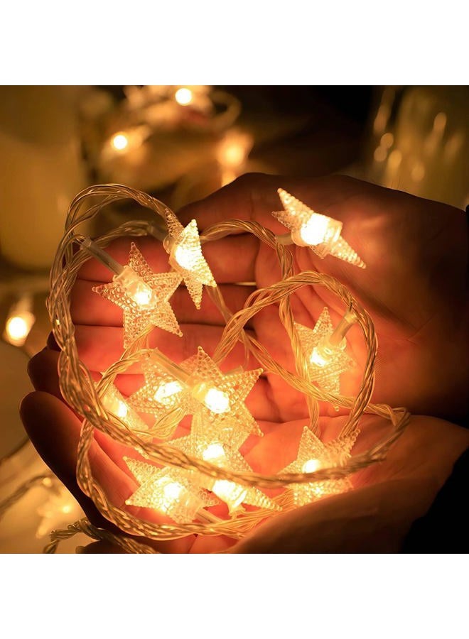 CESOF Christmas Decor Star String Lights, 20 FT 40 LED Battery Operated Twinkle Lights Warm White Cute Hanging Star Fairy Light for Bedroom Room Office Home Camper Indoor Outdoor Xmas Tree Decorations - Image 2