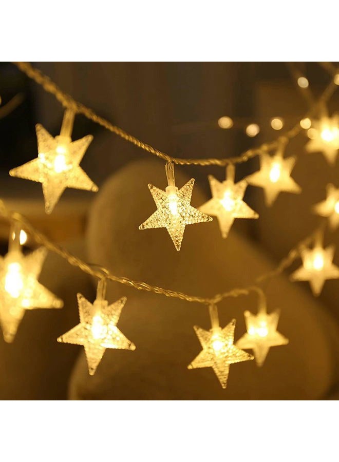 CESOF Christmas Decor Star String Lights, 20 FT 40 LED Battery Operated Twinkle Lights Warm White Cute Hanging Star Fairy Light for Bedroom Room Office Home Camper Indoor Outdoor Xmas Tree Decorations - Image 1