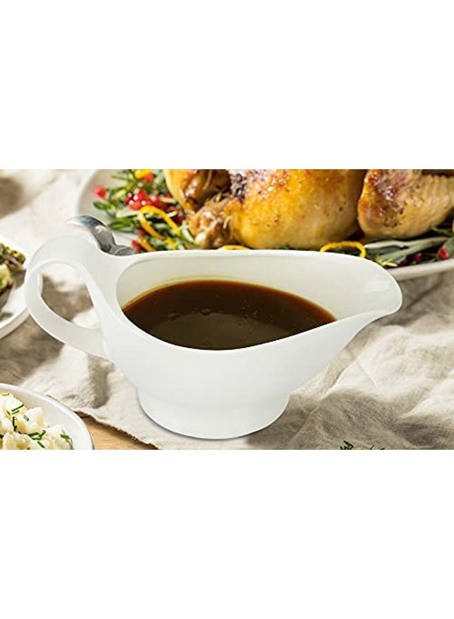 Nucookery Large Classic 17 Oz Gravy Boat with Warmer, White Fine Porcelain Saucier with Big Dripless Lip Spout, Bowl for Thanksgiving, Warming Sauces, Salad Dressings, Milk, Microwave & Freezer Safe - Image 5