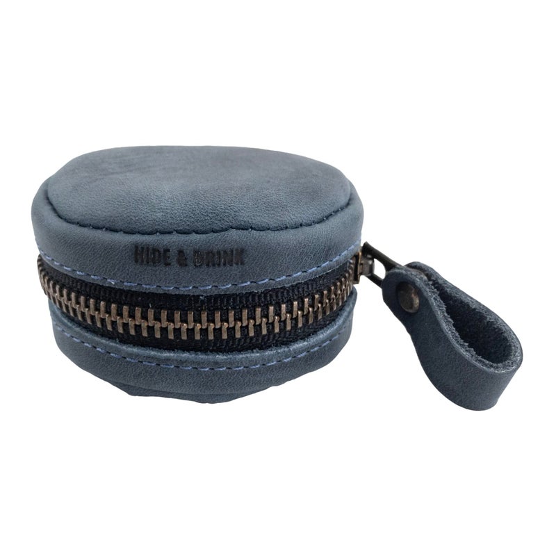 Hide & Drink Hide Drink Rounded Coin Case Handmade from Full Grain Leather Slate Blue - Image 2