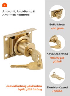 BMB tools Drawer Lock Gold Color with 2-Piece Keys|Cabinet Drawer Lock,Mailbox Lock, for Fixing Important Documents and Drawers Suitable for Door Panels  - Image 3