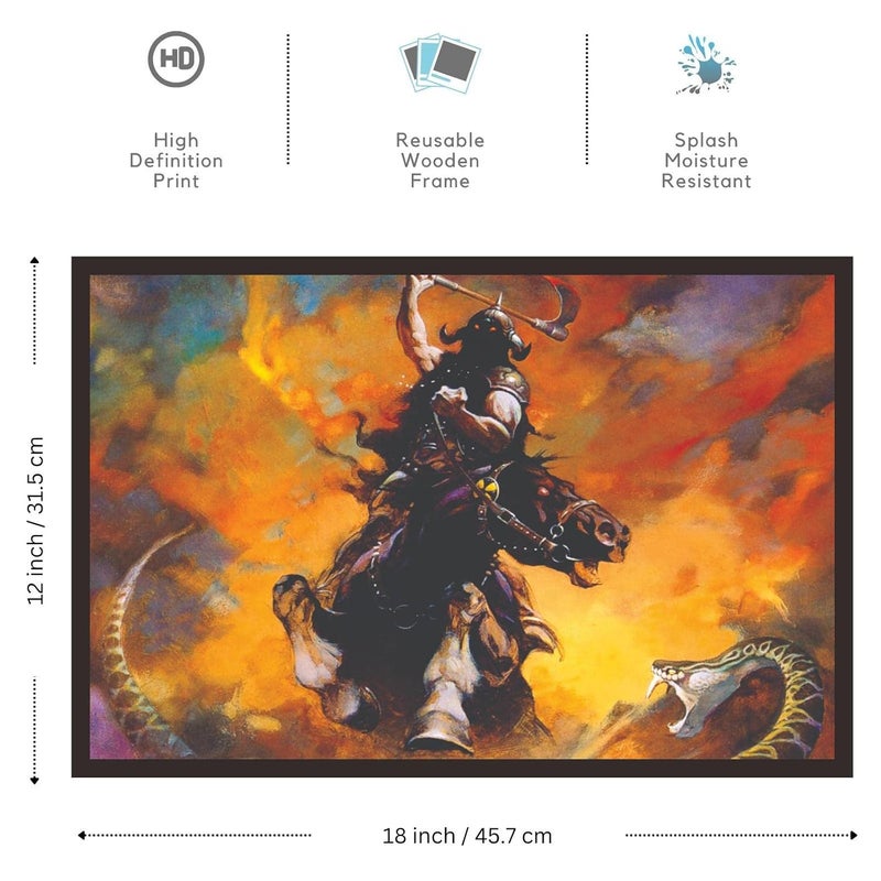 Mad Masters SciFi Warrior Framed Photo Fighter Wall Hanging Home Decor Painting for Living Room Bedroom Decoration 18 x 12 InchPaper - Image 2