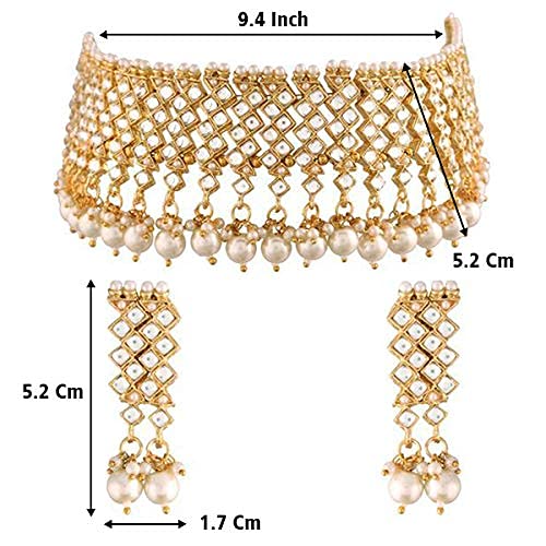Aheli Kundan Choker Necklace with Earrings & Maang Tikka Indian Traditional Jewelry Set Gift for Women - Image 3