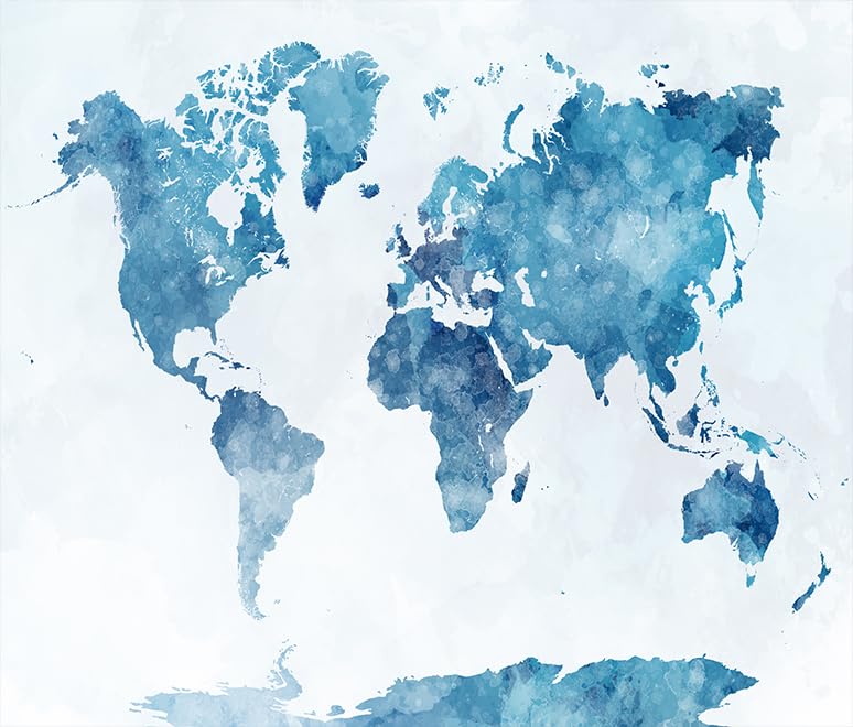 Capsceoll World Map Tapestry  Blue Map Tapestry Large Wall Tapestries World Tapestries Map Outline Wall Hanging For Dorm Decor 80X60 Inches Blue White - Image 1