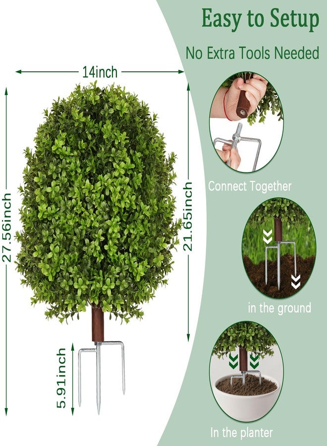 Olpchee Artificial Boxwood Topiary Trees for Outdoors, 2 Pack Faux Topiary Ball Tree UV Resistant Fake Shrubs Evergreen Bush Plants for Front Porch Garden Yard Balcony Wedding Decor, 2 Led String Light - Image 5