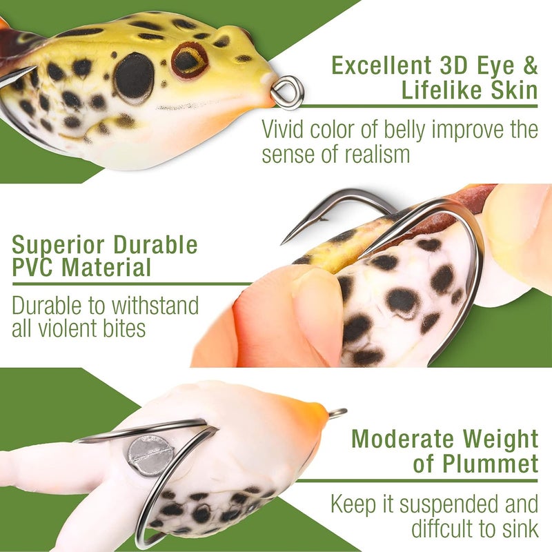 Leitee 10 Pcs Frog Lure Topwater Fishing Lures Trout Frog Lures for Bass Fishing Top Water Frog Soft Swimbait Floating Bait with Weedless Multiple Colour Fishing Lures for Freshwater Saltwater - Image 2