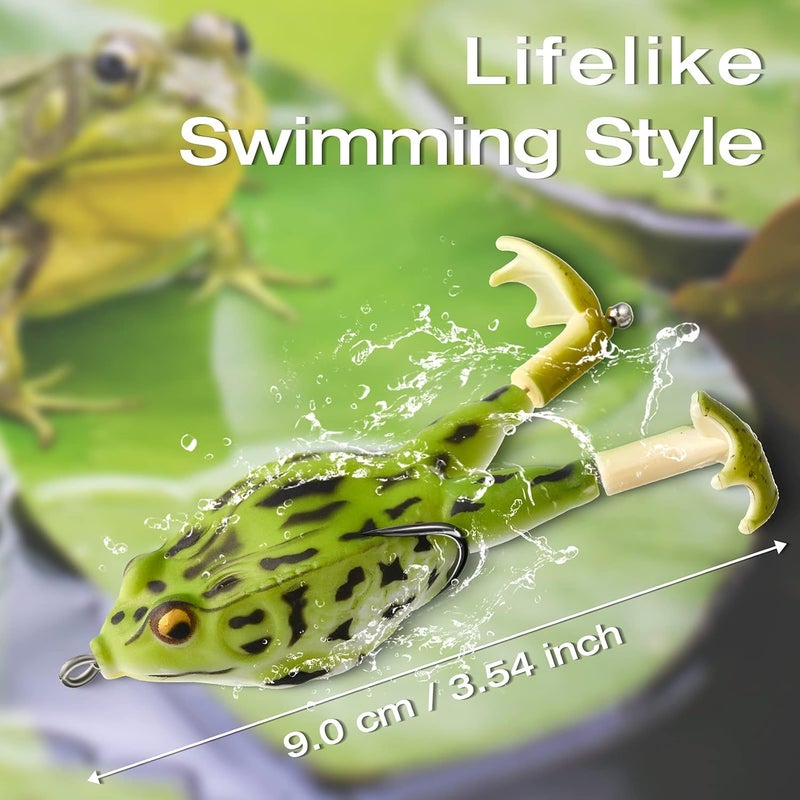 Leitee 10 Pcs Frog Lure Topwater Fishing Lures Trout Frog Lures for Bass Fishing Top Water Frog Soft Swimbait Floating Bait with Weedless Multiple Colour Fishing Lures for Freshwater Saltwater - Image 4