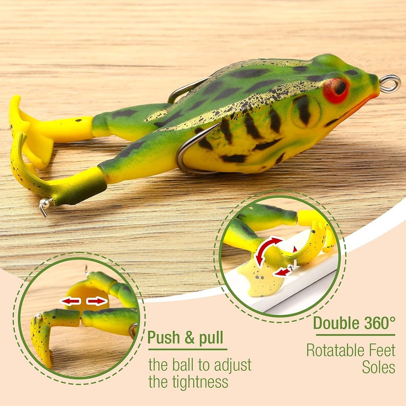 Leitee 10 Pcs Frog Lure Topwater Fishing Lures Trout Frog Lures for Bass Fishing Top Water Frog Soft Swimbait Floating Bait with Weedless Multiple Colour Fishing Lures for Freshwater Saltwater - Image 3