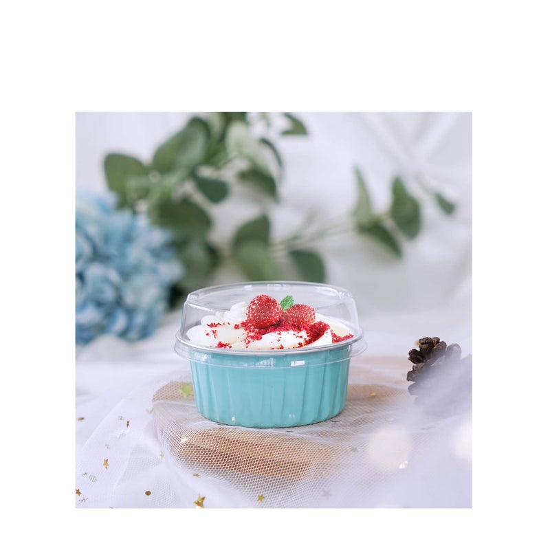 Zikra Disposable Foil Ramekins with Lids, 30pcs 5oz 125ml Aluminum Foil Muffin Liners Cupcake Baking Cups, Mini Pie Pans with Lids, Disposable Foil Baking Cups Containers for Creme Brulee - Image 4