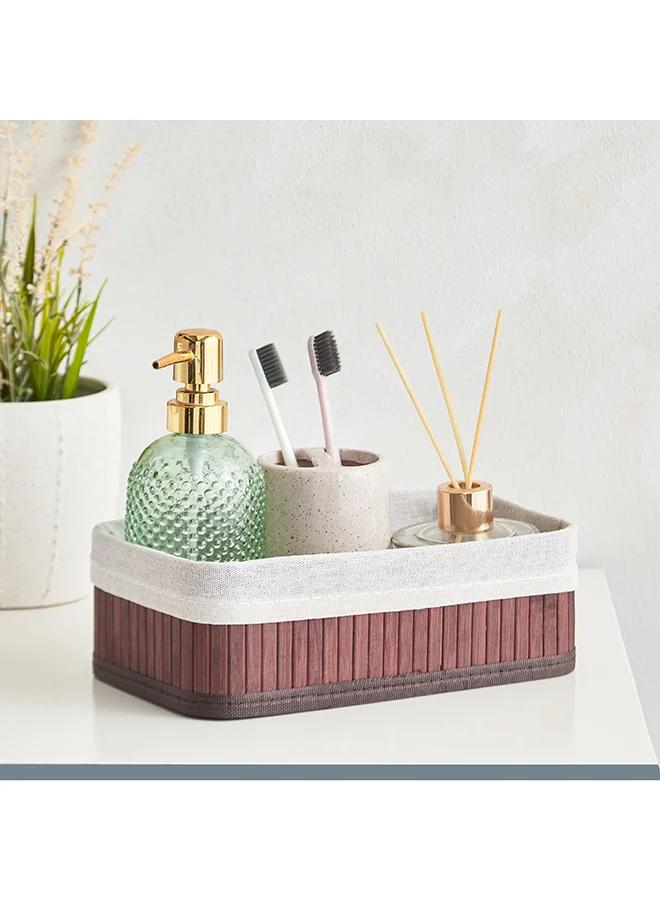 Home Box Knock Down Bamboo Collapsible Small Storage Basket 25 x 8 x 15 cm