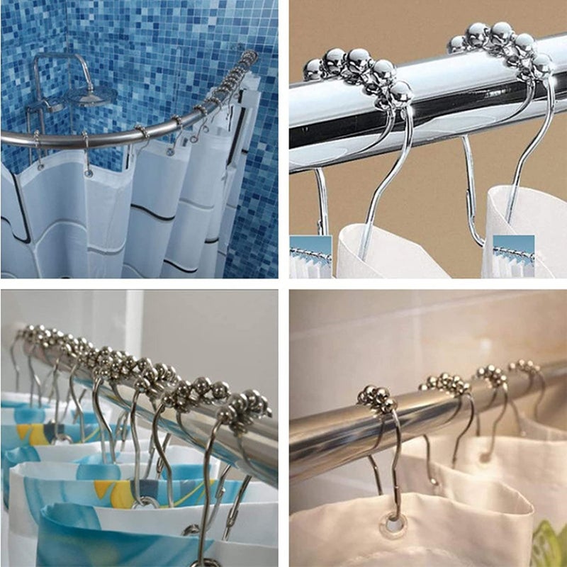 SHOPOBOX 24 pcs Shower Curtain Rings Stainless Steel Shower Curtain Hooks Set 24 pcs Shower Curtain Rings Stainless Steel Shower Curtain Hooks Set 24 pcs - Image 2
