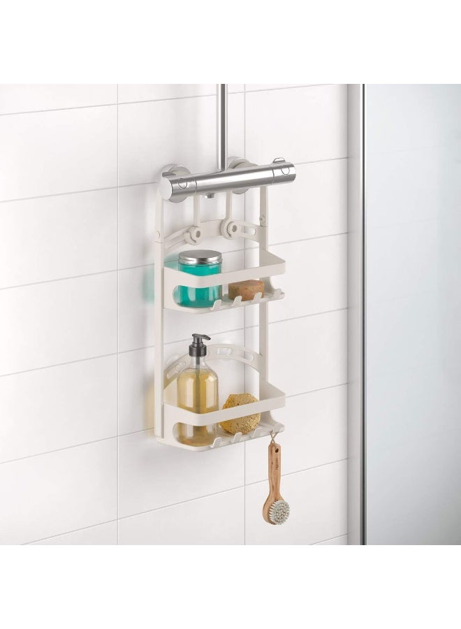 Metaltex حامل الدش Metaltex Shower-Flex – منظم دش قابل للتعديل مع أذرع مرنة، 2 رفوف وخطافات – تخزين مدمج للزجاجات حتى 1 لتر - Image 4