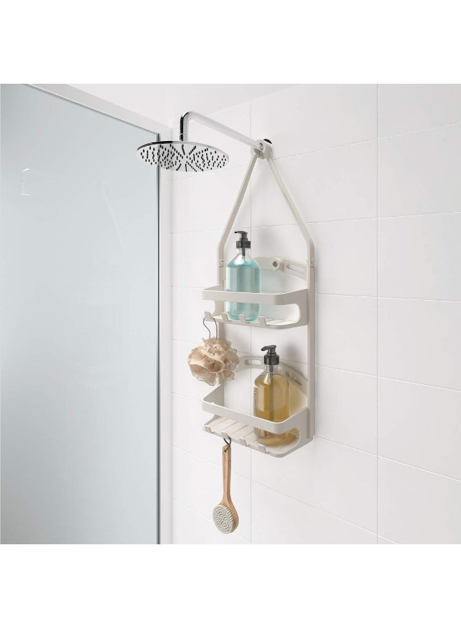 Metaltex حامل الدش Metaltex Shower-Flex – منظم دش قابل للتعديل مع أذرع مرنة، 2 رفوف وخطافات – تخزين مدمج للزجاجات حتى 1 لتر - Image 2