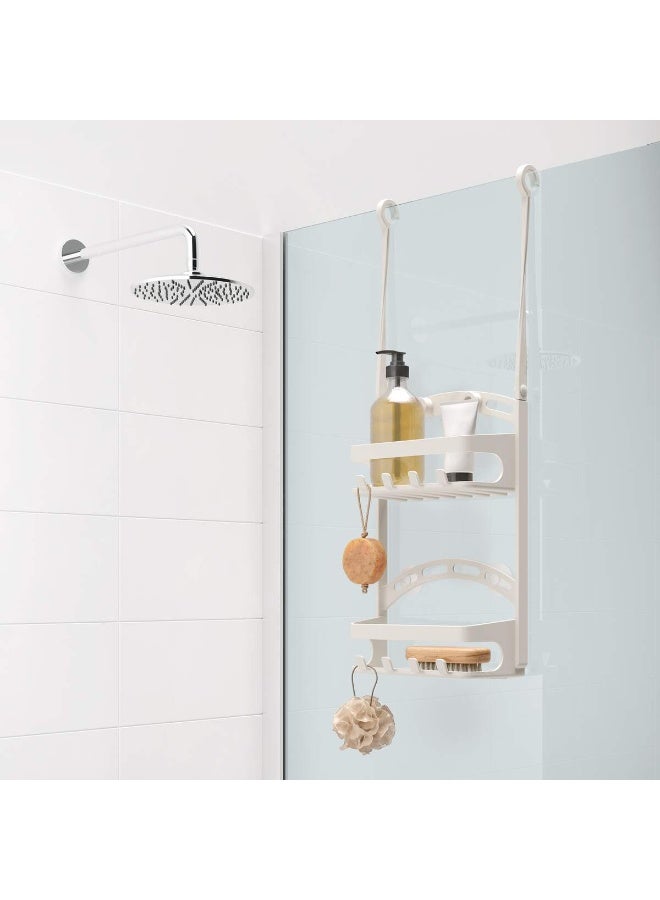 Metaltex حامل الدش Metaltex Shower-Flex – منظم دش قابل للتعديل مع أذرع مرنة، 2 رفوف وخطافات – تخزين مدمج للزجاجات حتى 1 لتر - Image 3